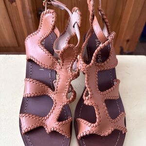 NEW Jack Rogers Tan Leather Gladiator Sandals